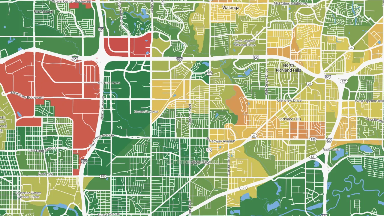 Haltom City, TX Map of Arson Rates