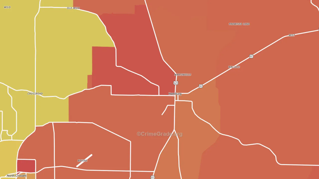Hamburg, AR Map of Arson Rates