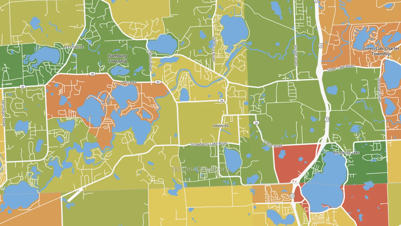 Hamburg, MI Map of Arson Rates