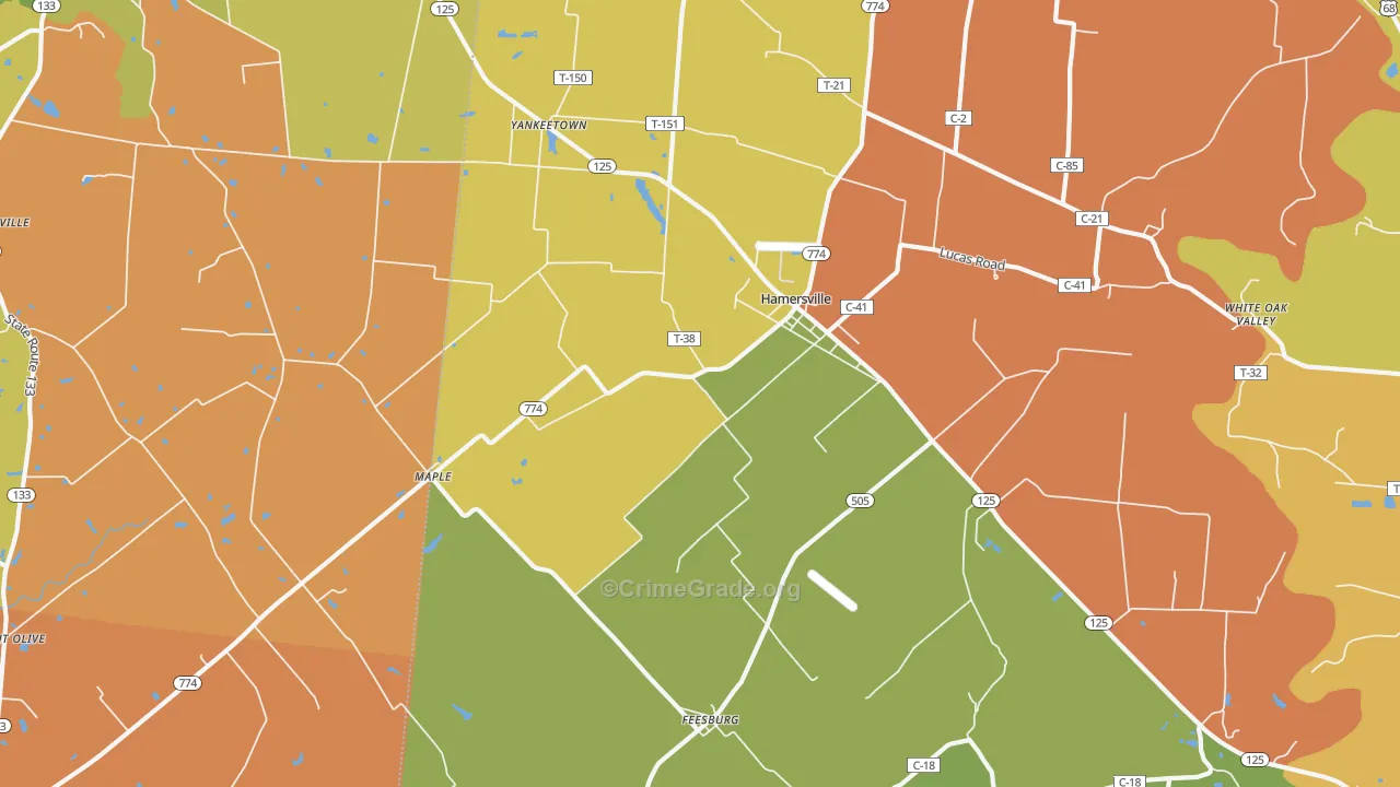 Hamersville, OH Map of Arson Rates