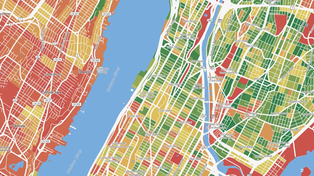 Hamilton Heights, Manhattan, NY Map of Arson Rates