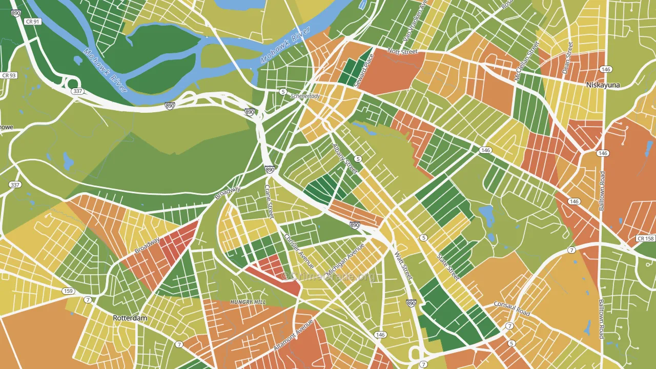 Hamilton Hills, Schenectady, NY Map of Arson Rates