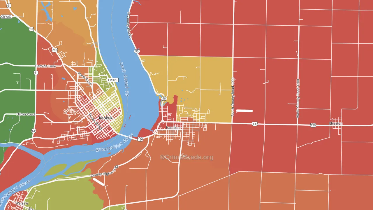 Hamilton, IL Map of Arson Rates