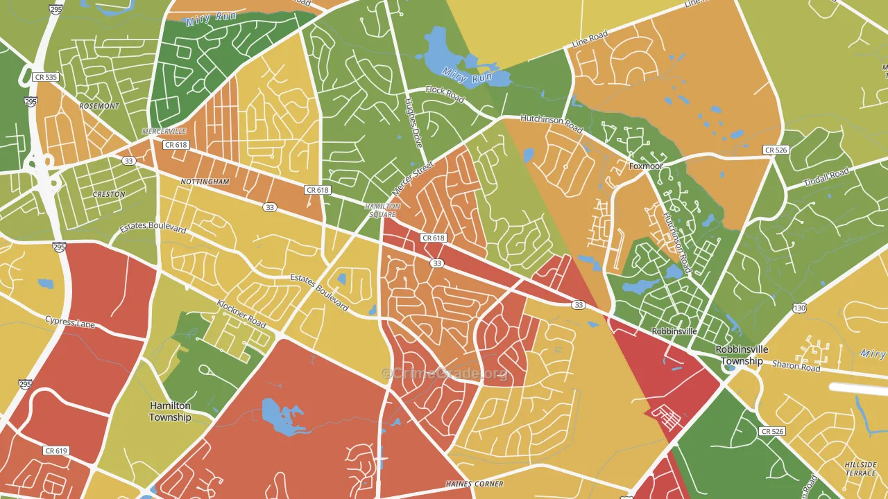 Hamilton Square, NJ Map of Arson Rates