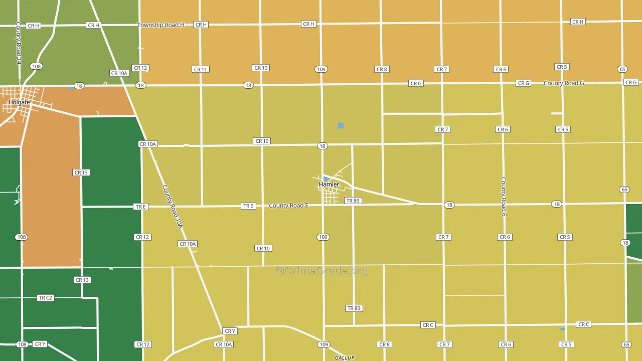 Hamler, OH Map of Arson Rates