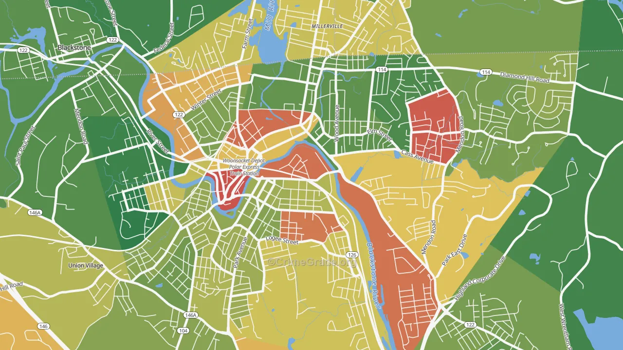 Hamlet, Woonsocket, RI Map of Arson Rates