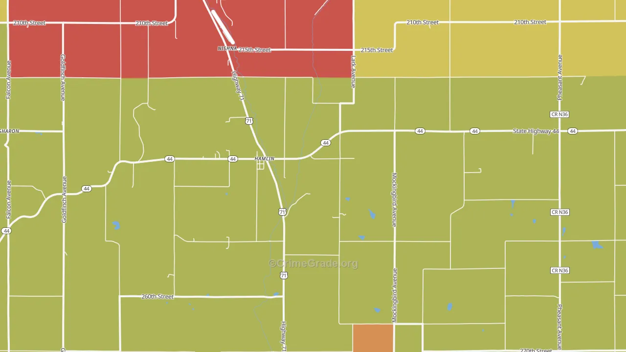 Hamlin, IA Map of Arson Rates