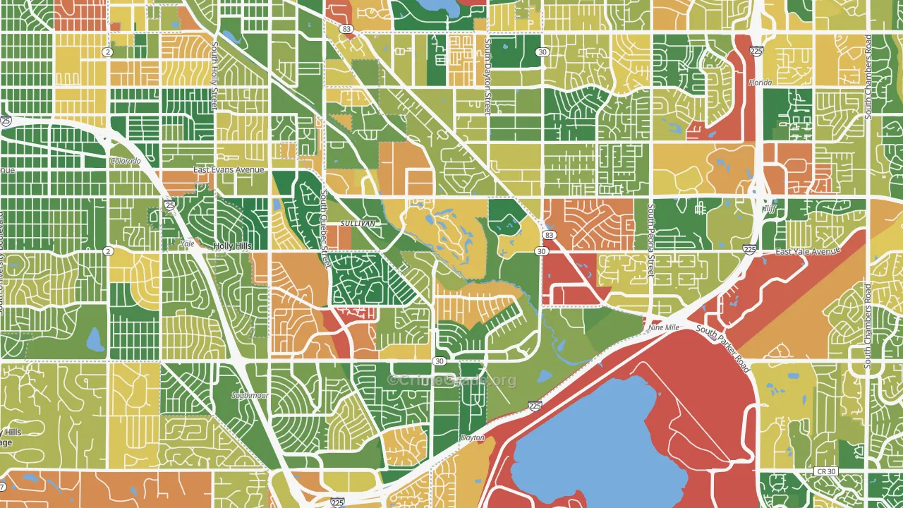 Hampden, Denver, CO Map of Arson Rates