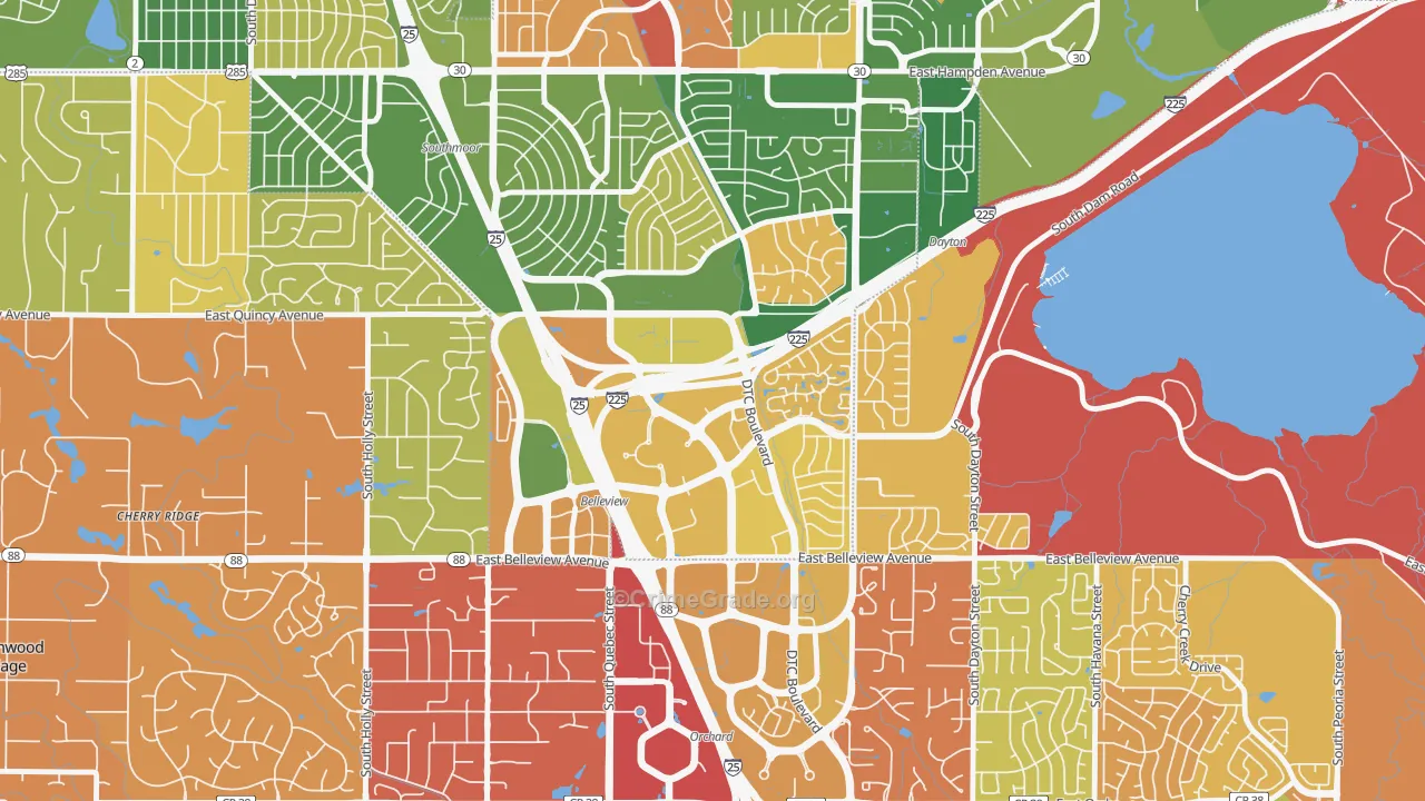 Hampden South, Denver, CO Map of Arson Rates