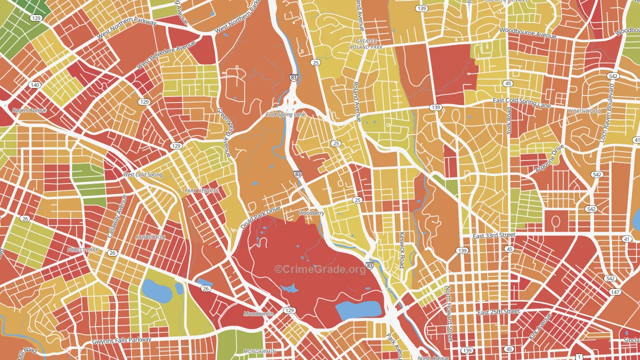 Hampden-Woodberry-Remington, Baltimore, MD Map of Arson Rates