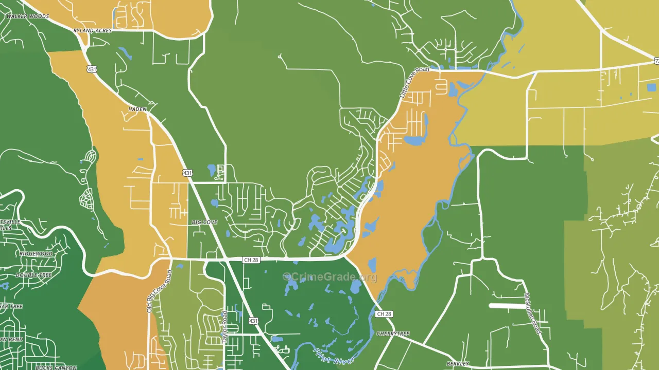 Hampton Cove, Owens Cross Roads, AL Map of Arson Rates