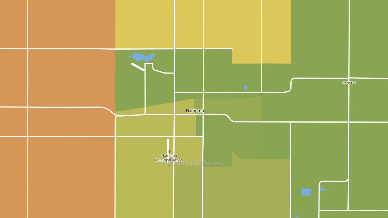 Hampton, IA Map of Arson Rates