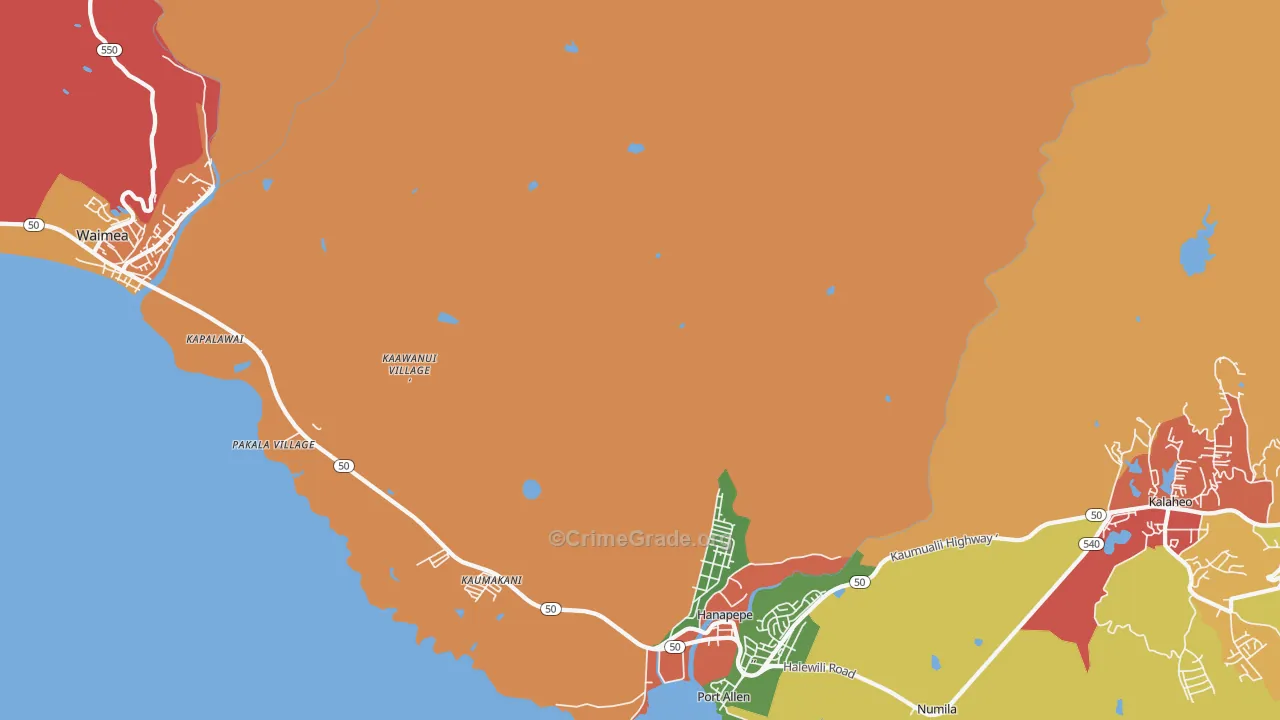 Hanapepe Heights, HI Map of Arson Rates