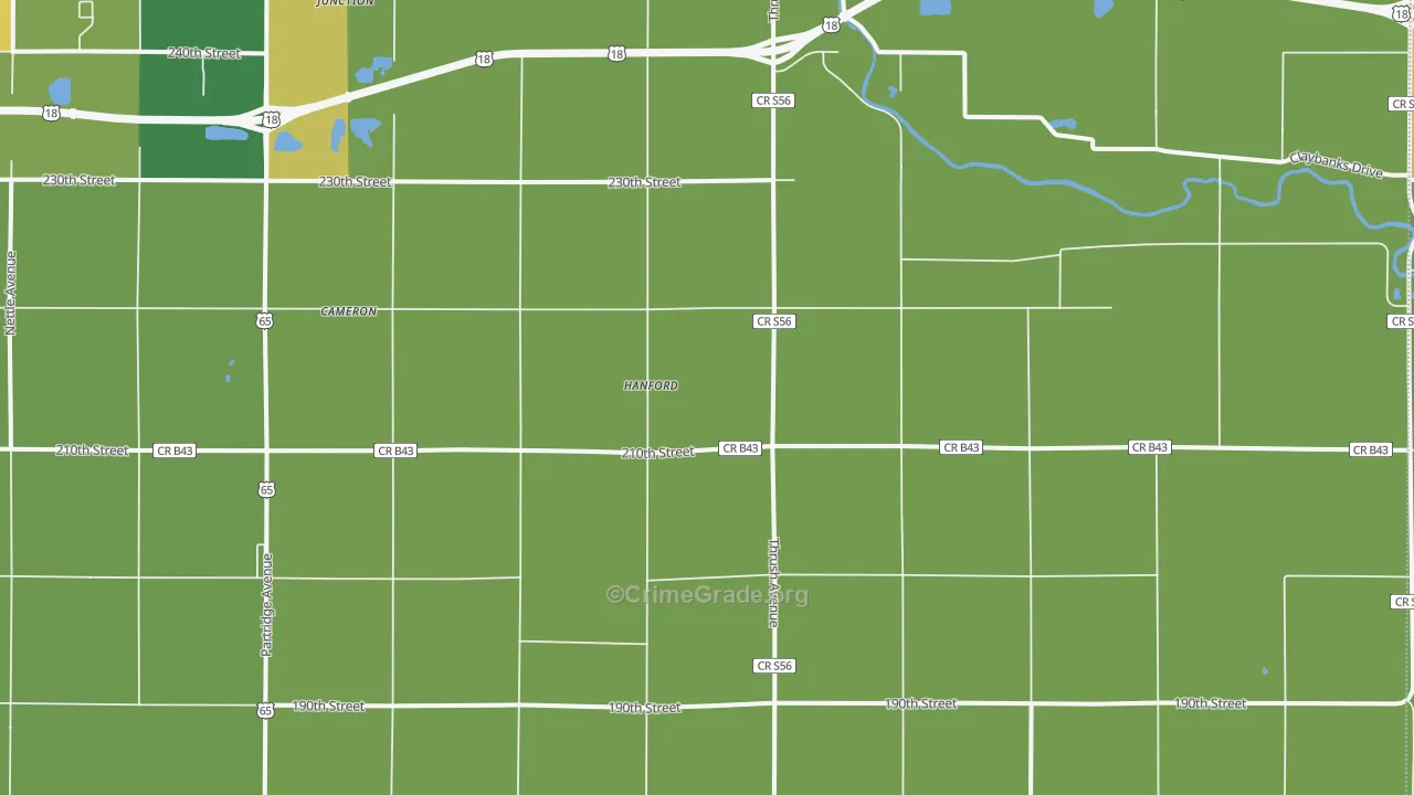 Hanford, IA Map of Arson Rates