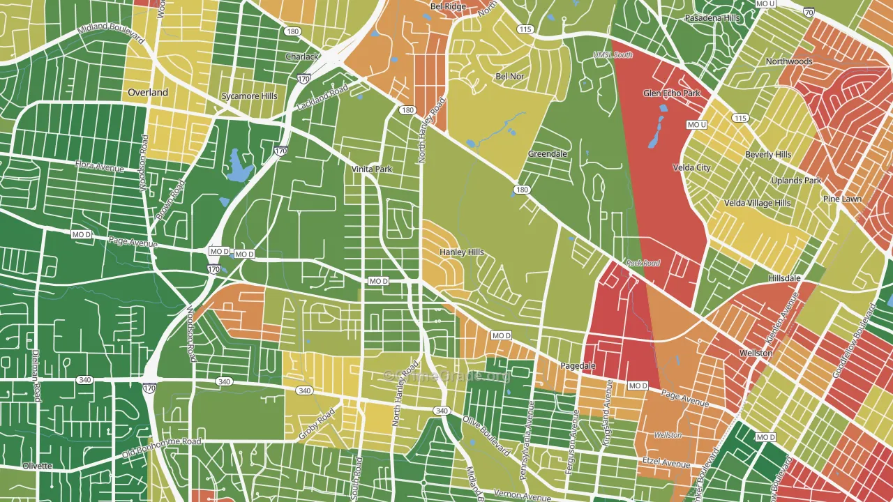 Hanley Hills, MO Map of Arson Rates