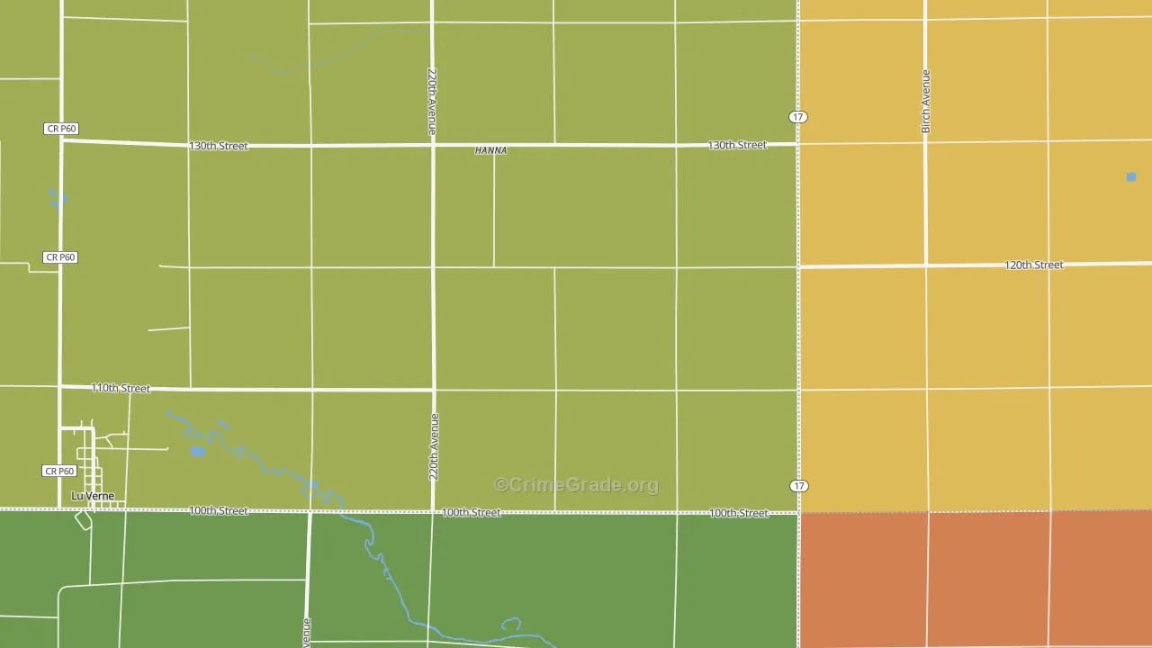 Hanna, IA Map of Arson Rates