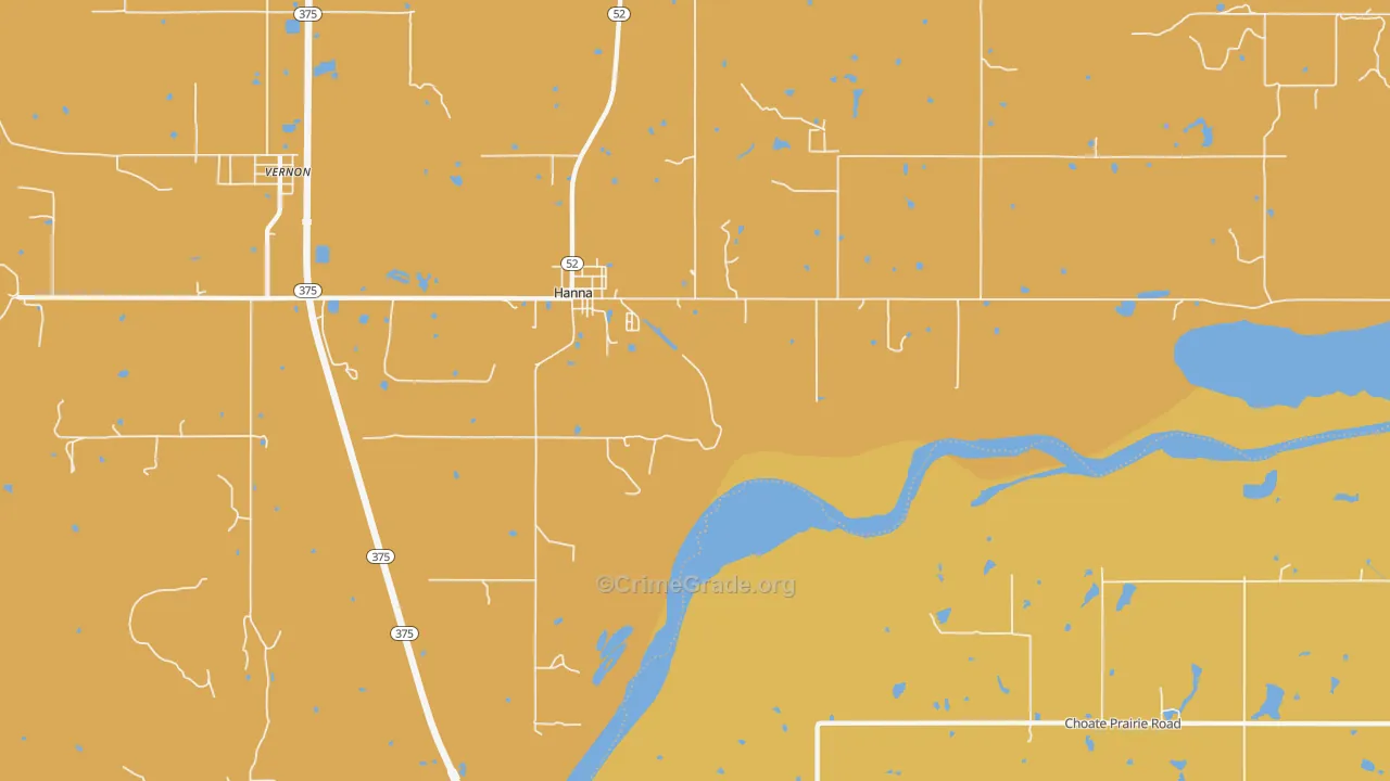 Hanna, OK Map of Arson Rates