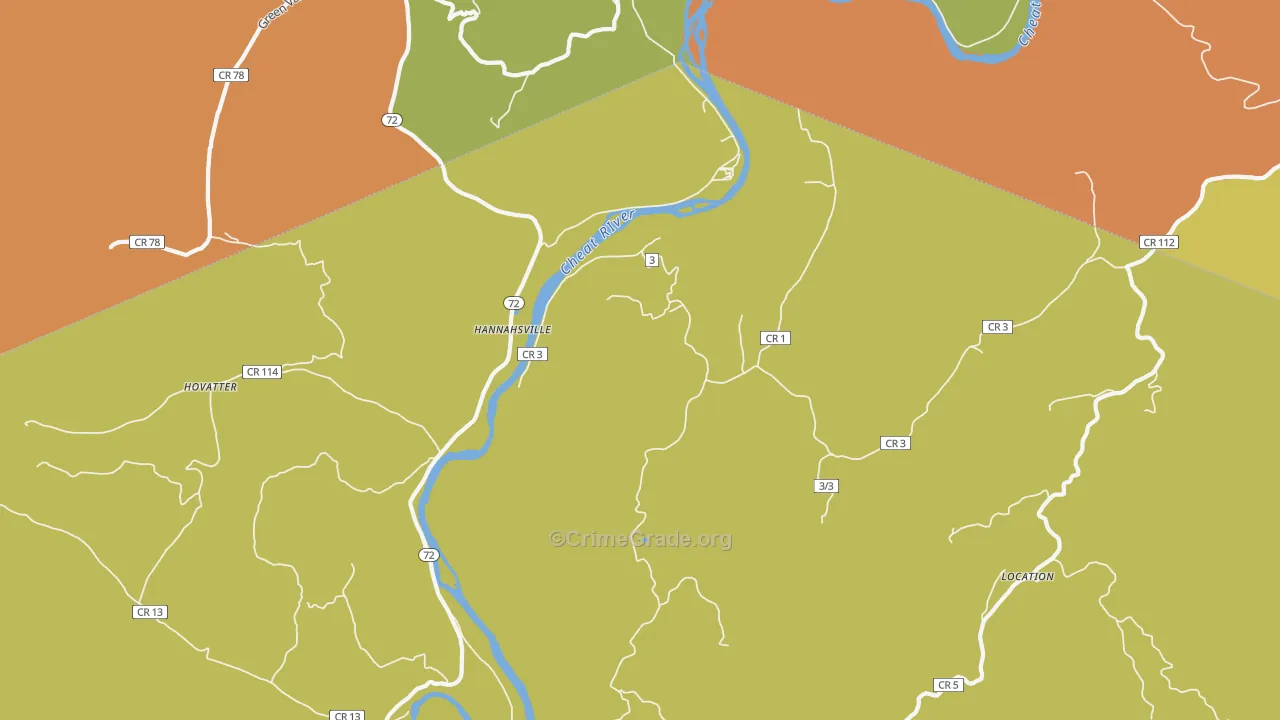 Hannahsville, WV Map of Arson Rates