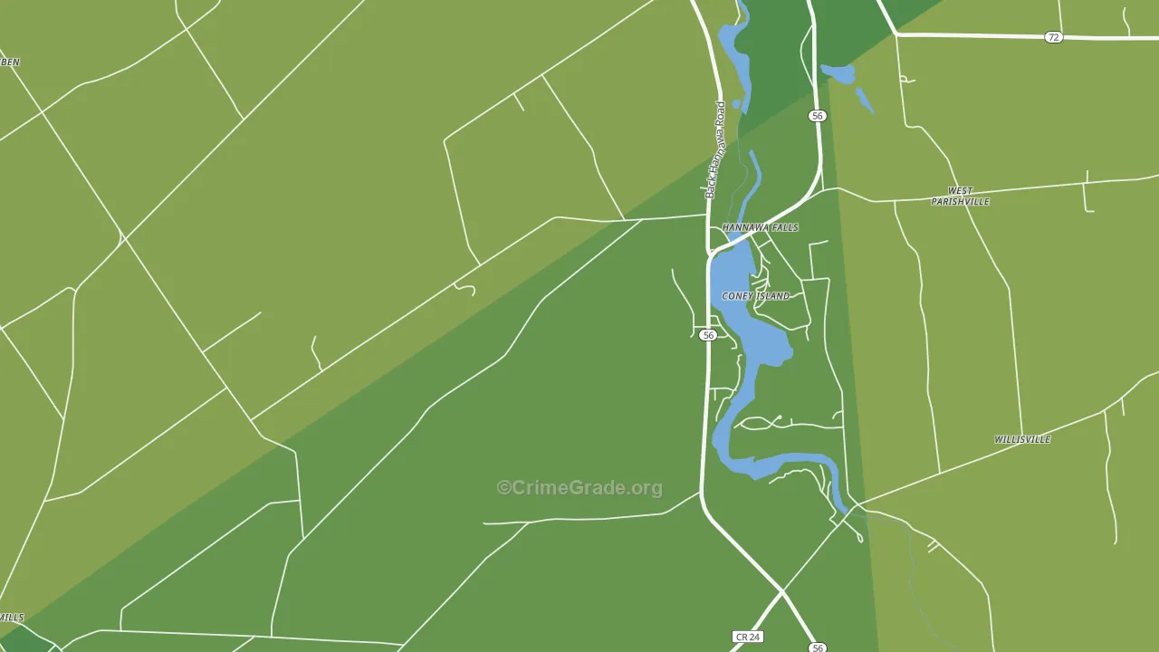 Hannawa Falls, NY Map of Arson Rates