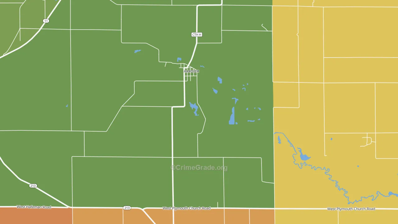 Hanover, WI Map of Arson Rates