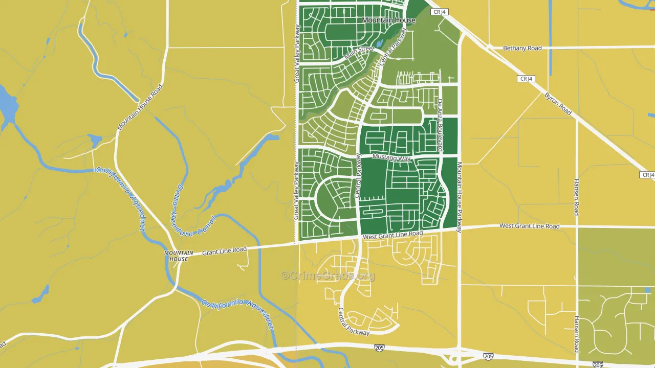 Hansen, Mountain House, CA Map of Arson Rates