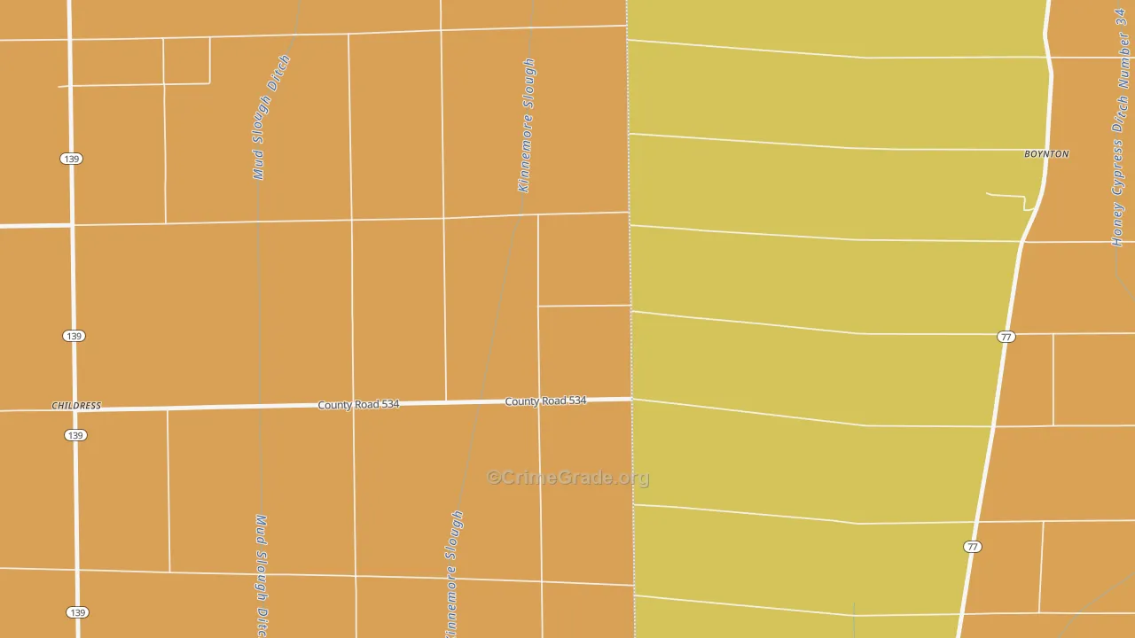 Happy Corners, AR Map of Arson Rates