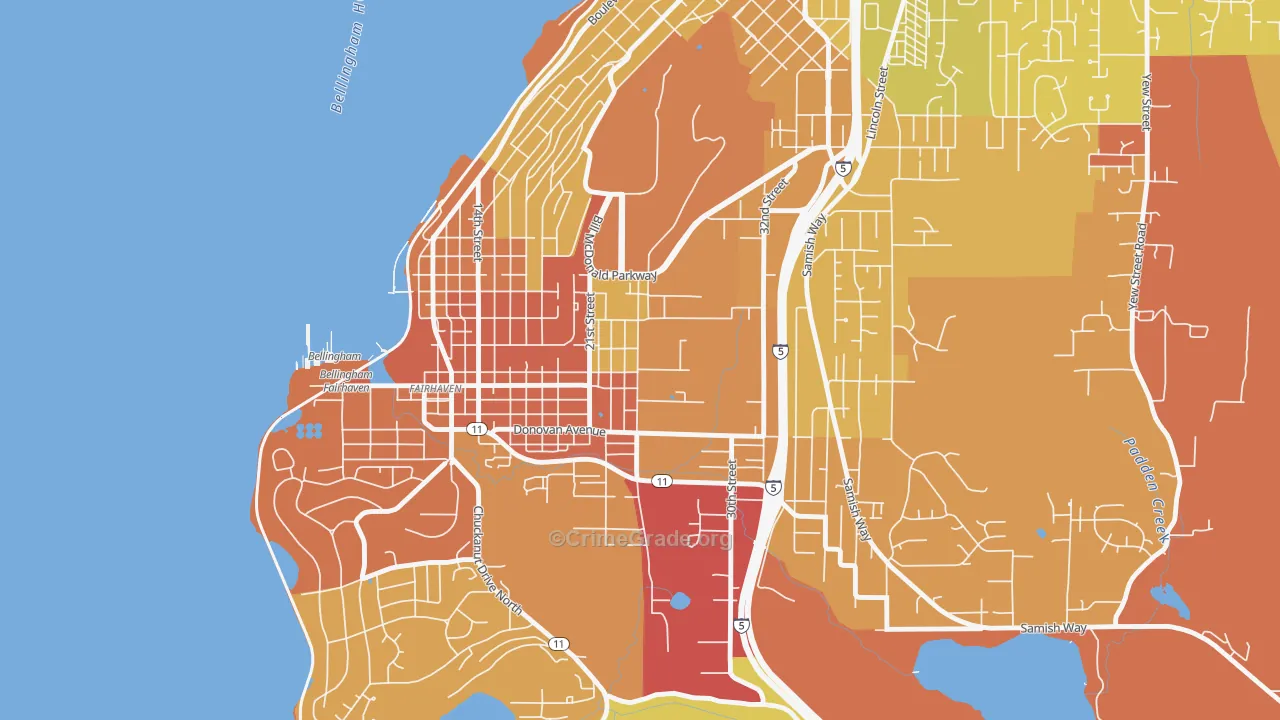Happy Valley, Bellingham, WA Map of Arson Rates