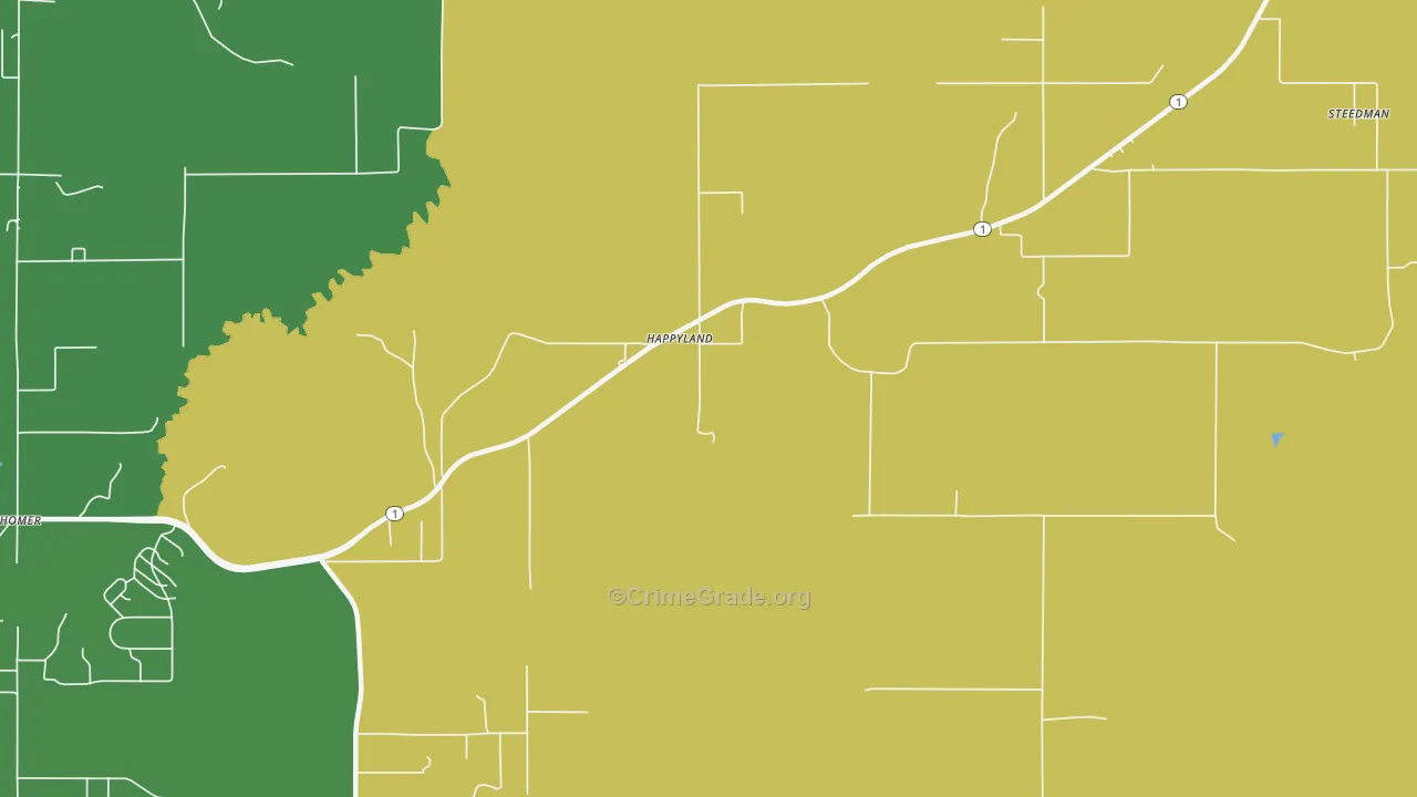 Happyland, OK Map of Arson Rates