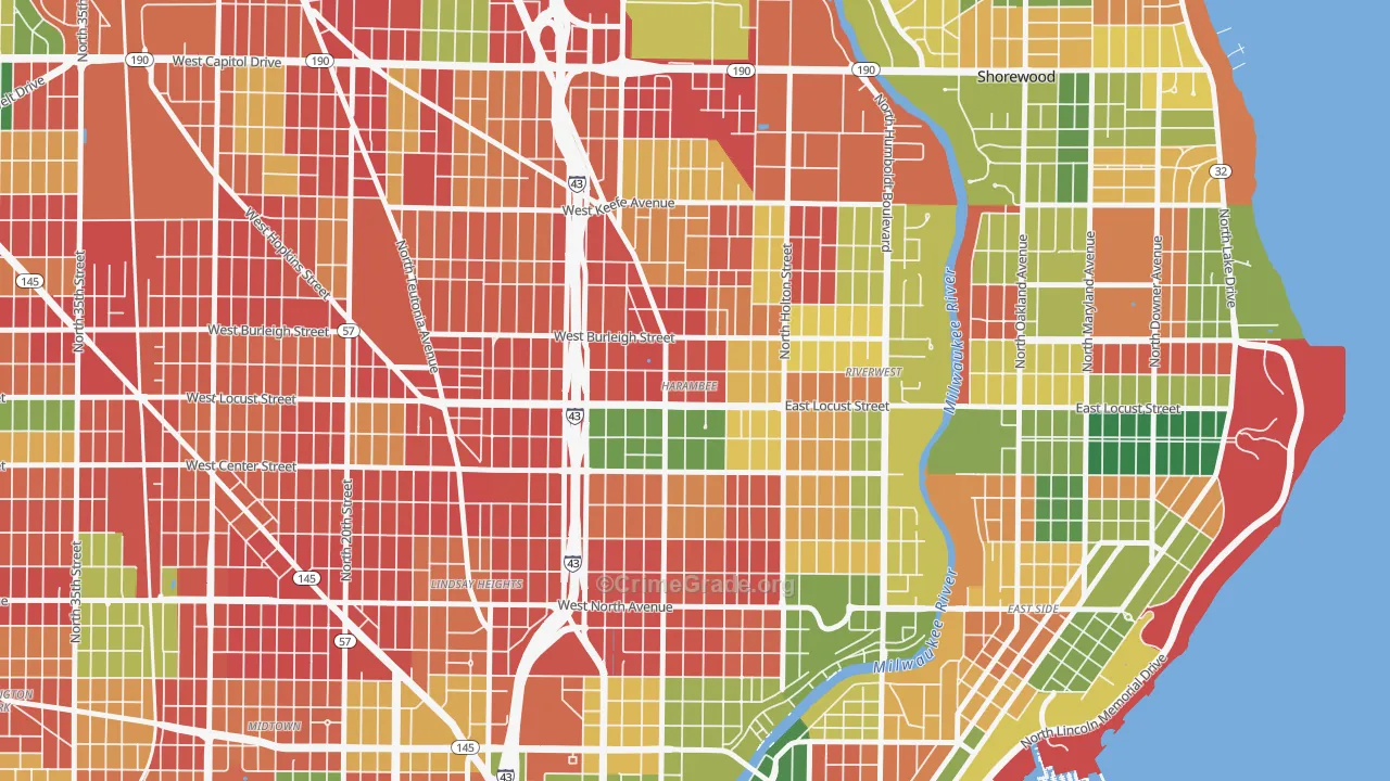 Harambee, Milwaukee, WI Map of Arson Rates