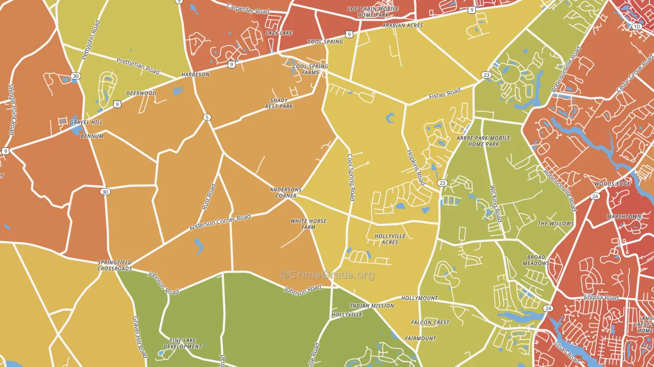 Harbeson, DE Map of Arson Rates