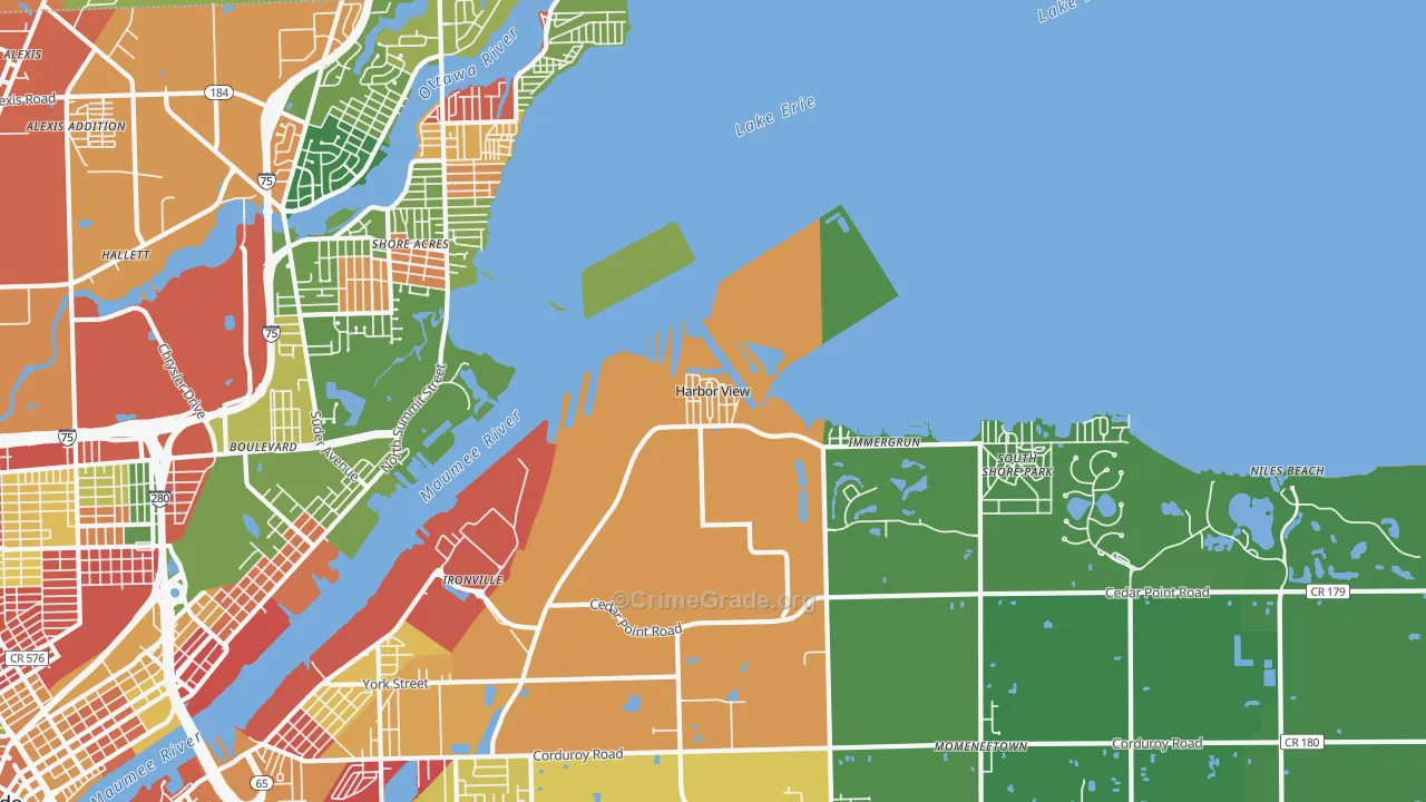 Harbor View, OH Map of Arson Rates