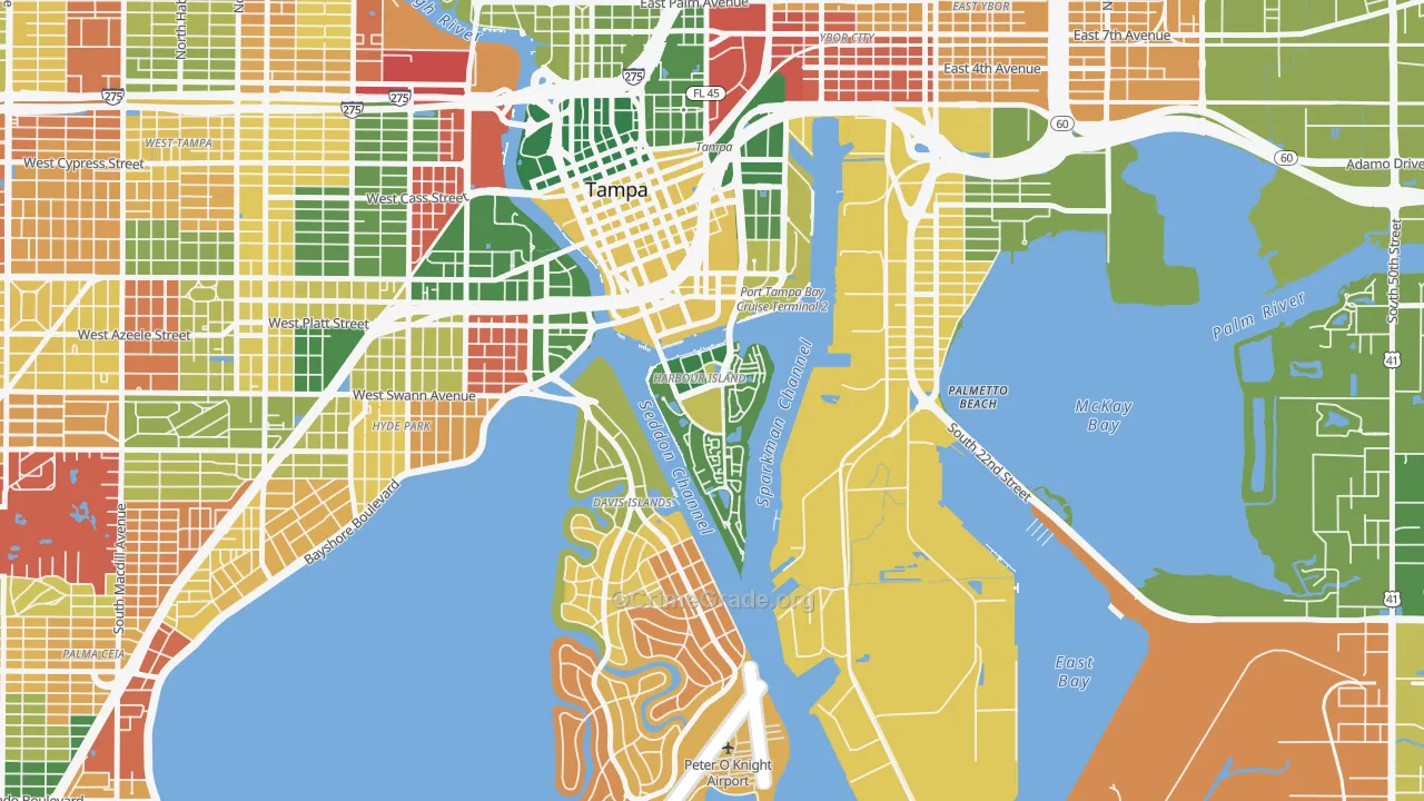 Harbour Island, Tampa, FL Map of Arson Rates