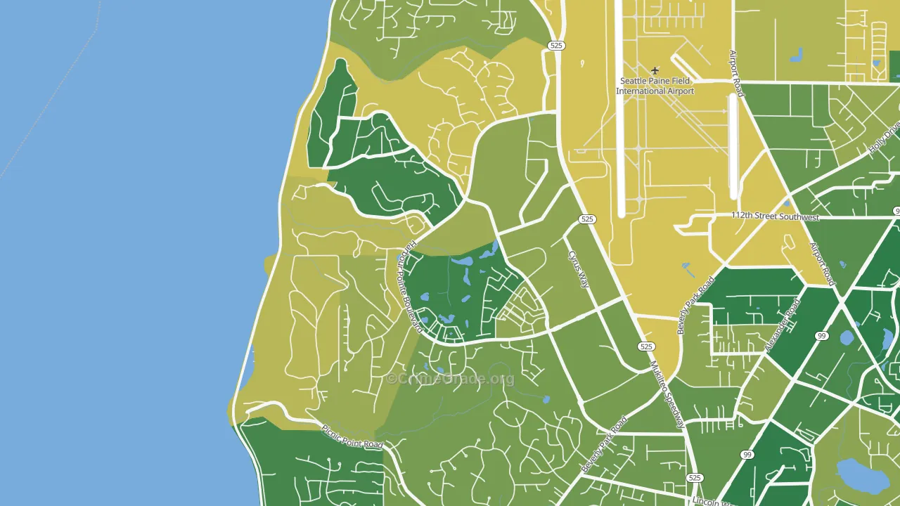Harbour Pointe, Mukilteo, WA Map of Arson Rates