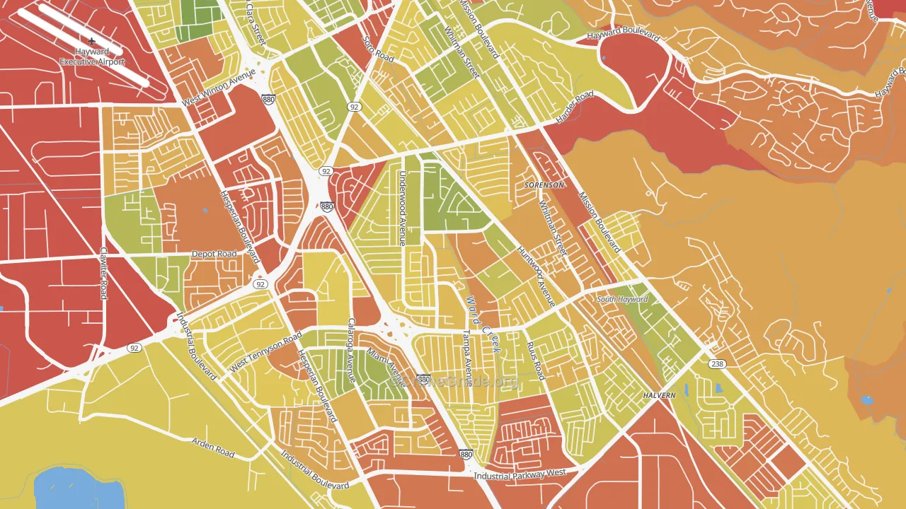 Harder-Tennyson, Hayward, CA Map of Arson Rates