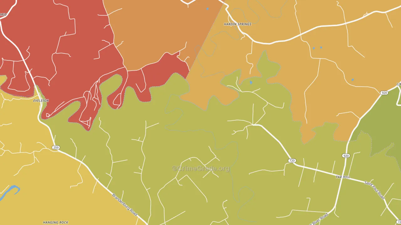Hardin Springs, KY Map of Arson Rates