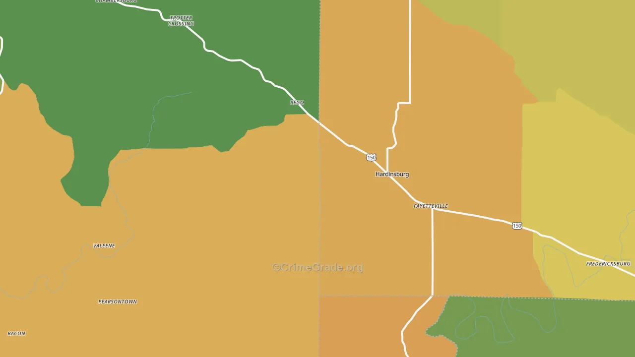 Hardinsburg, IN Map of Arson Rates