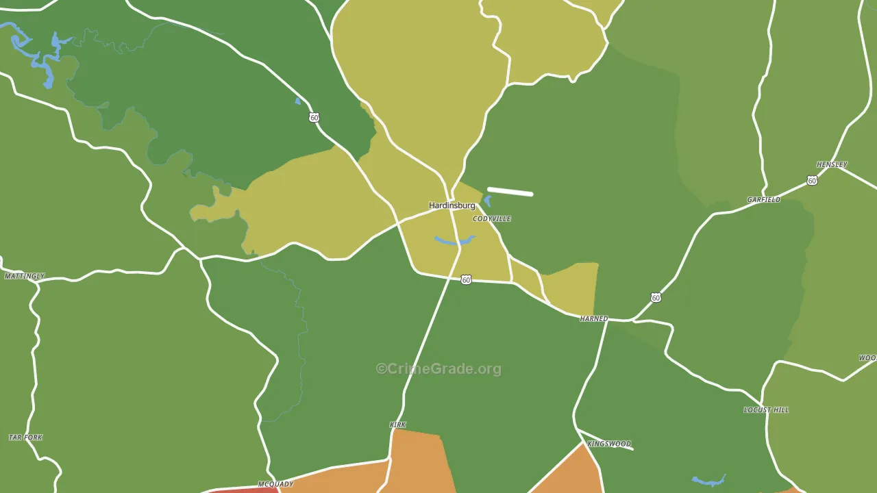 Hardinsburg, KY Map of Arson Rates