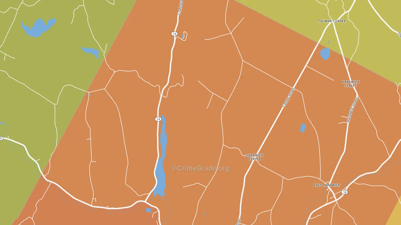 Hardwick Center, VT Map of Arson Rates