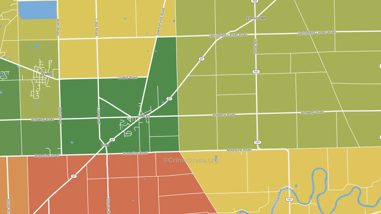 Harlan, IN Map of Arson Rates