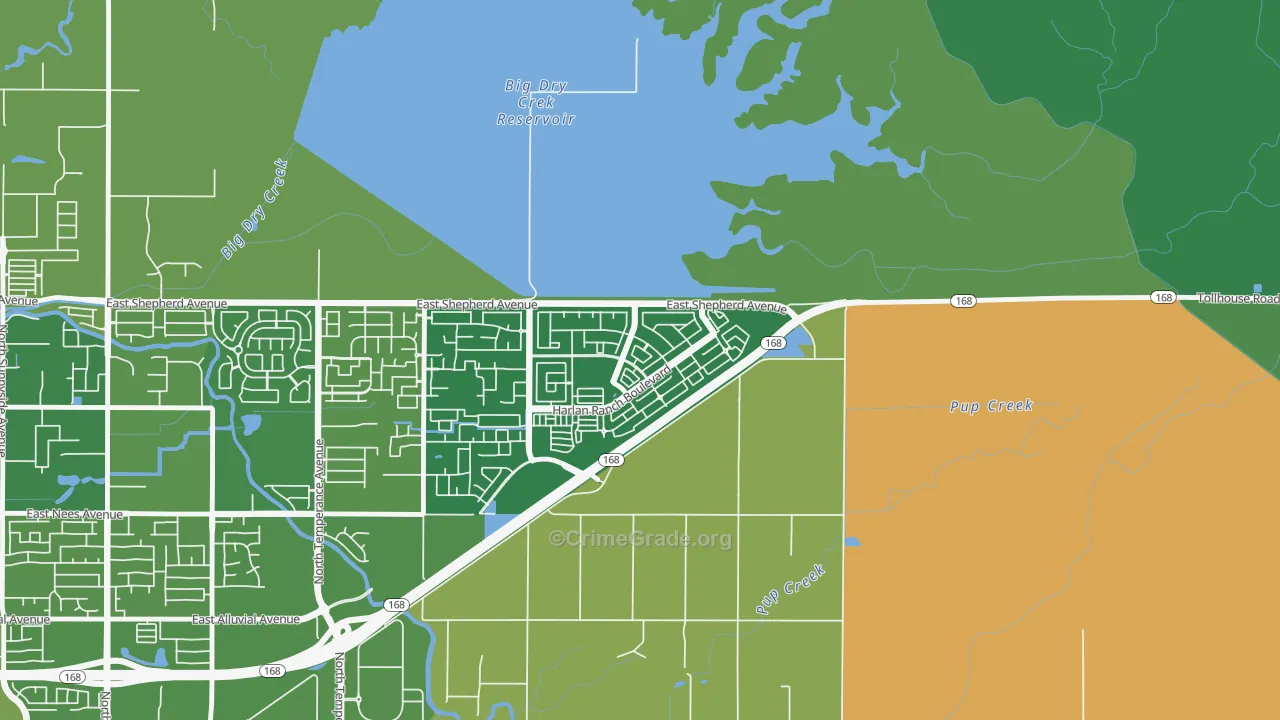 Harlan Ranch, Clovis, CA Map of Arson Rates