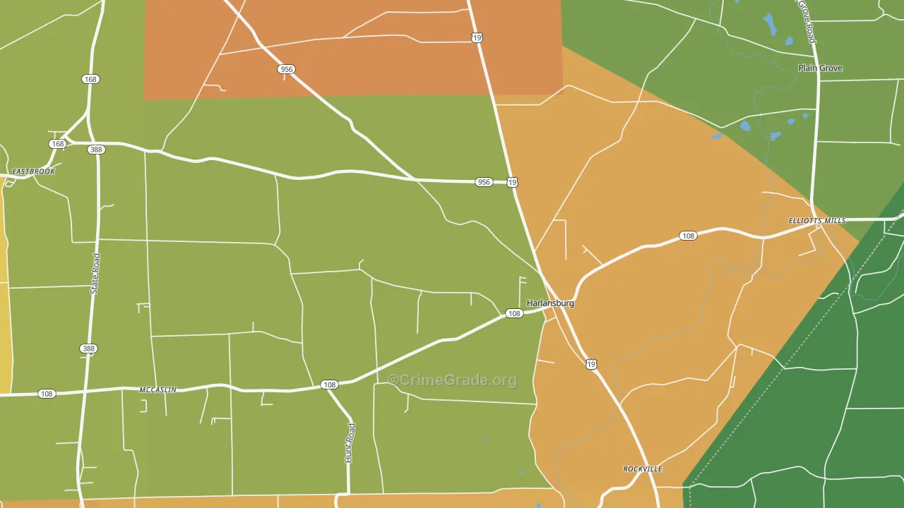Harlansburg, PA Map of Arson Rates