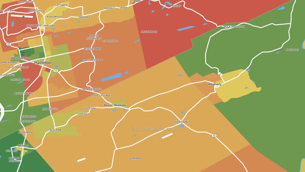 Harleigh, PA Map of Arson Rates