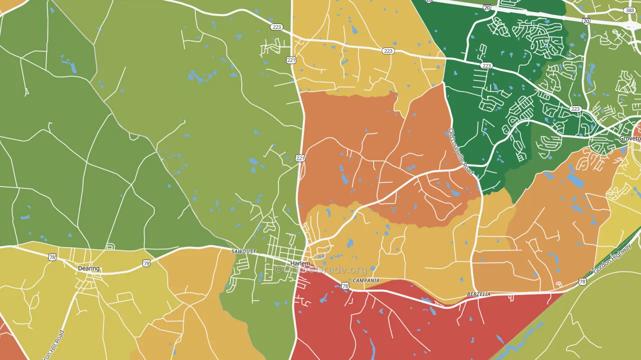Harlem, GA Map of Arson Rates
