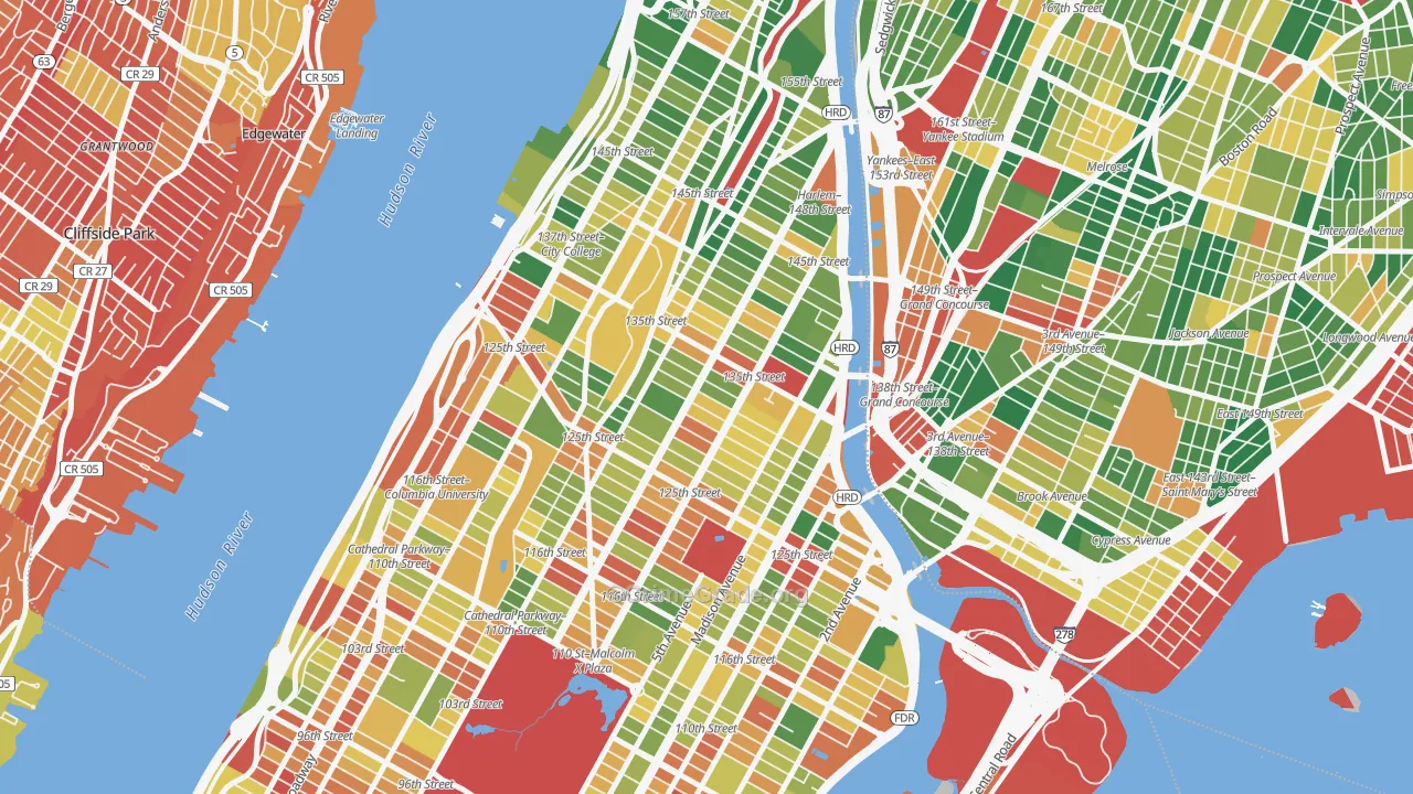 Harlem, Manhattan, NY Map of Arson Rates
