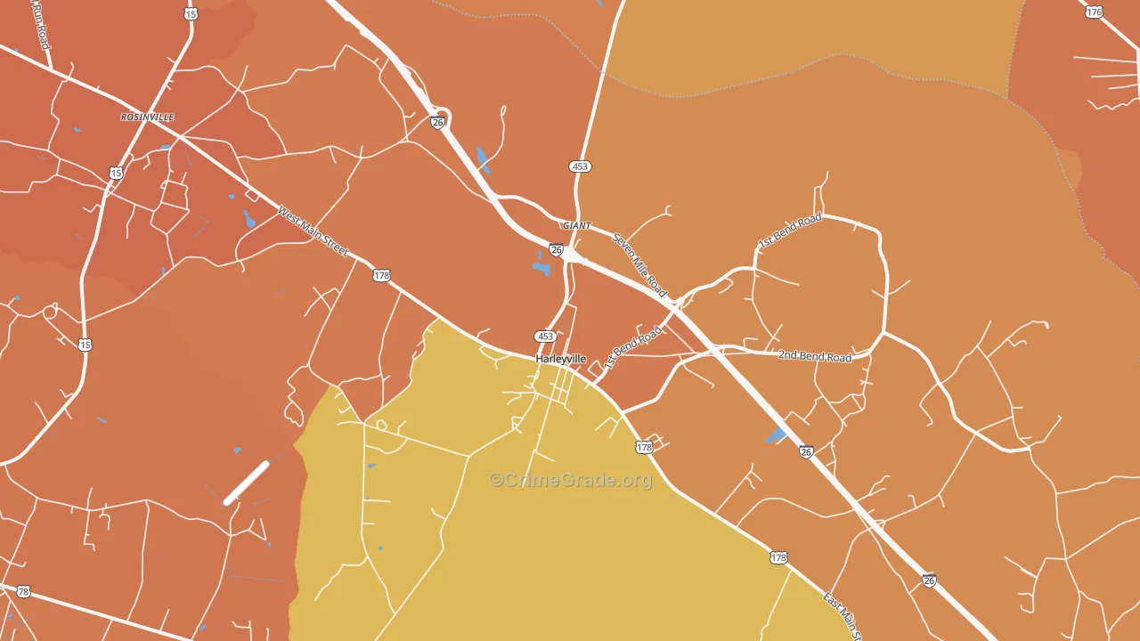 Harleyville, SC Map of Arson Rates