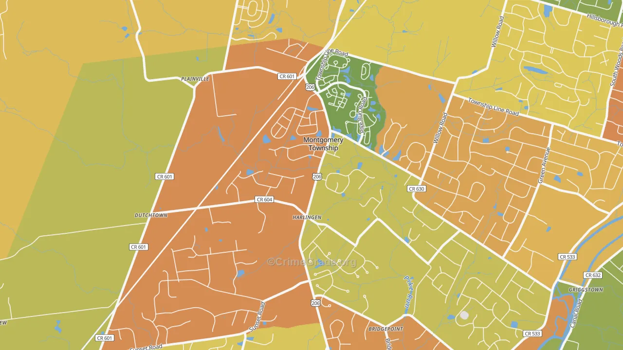 Harlingen, NJ Map of Arson Rates