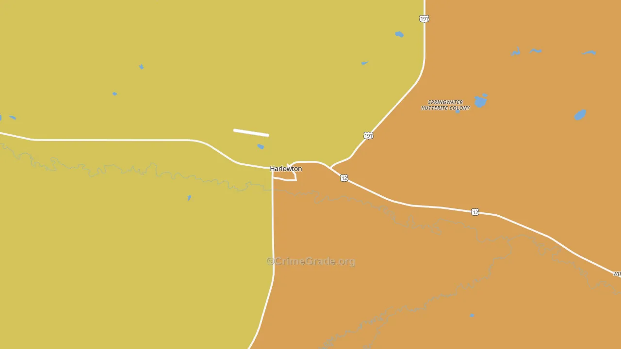 Harlowton, MT Map of Arson Rates
