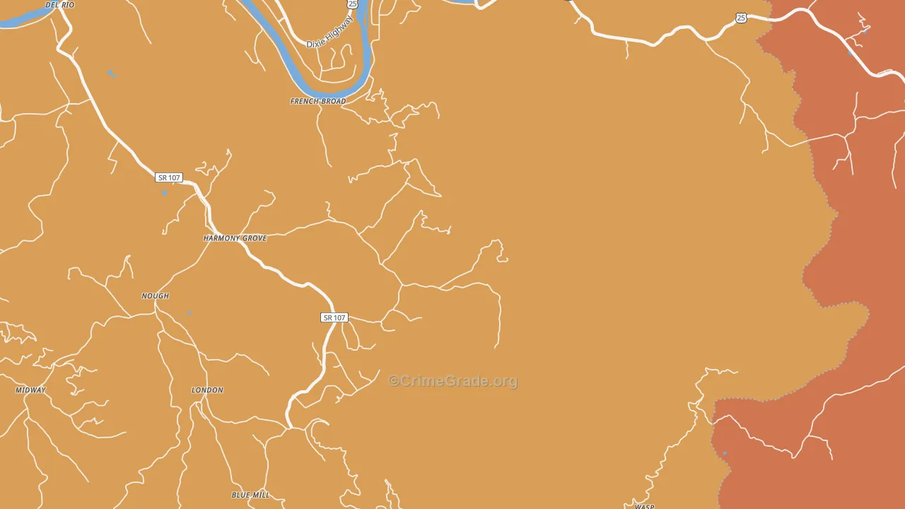 Harmony Grove, TN Map of Arson Rates