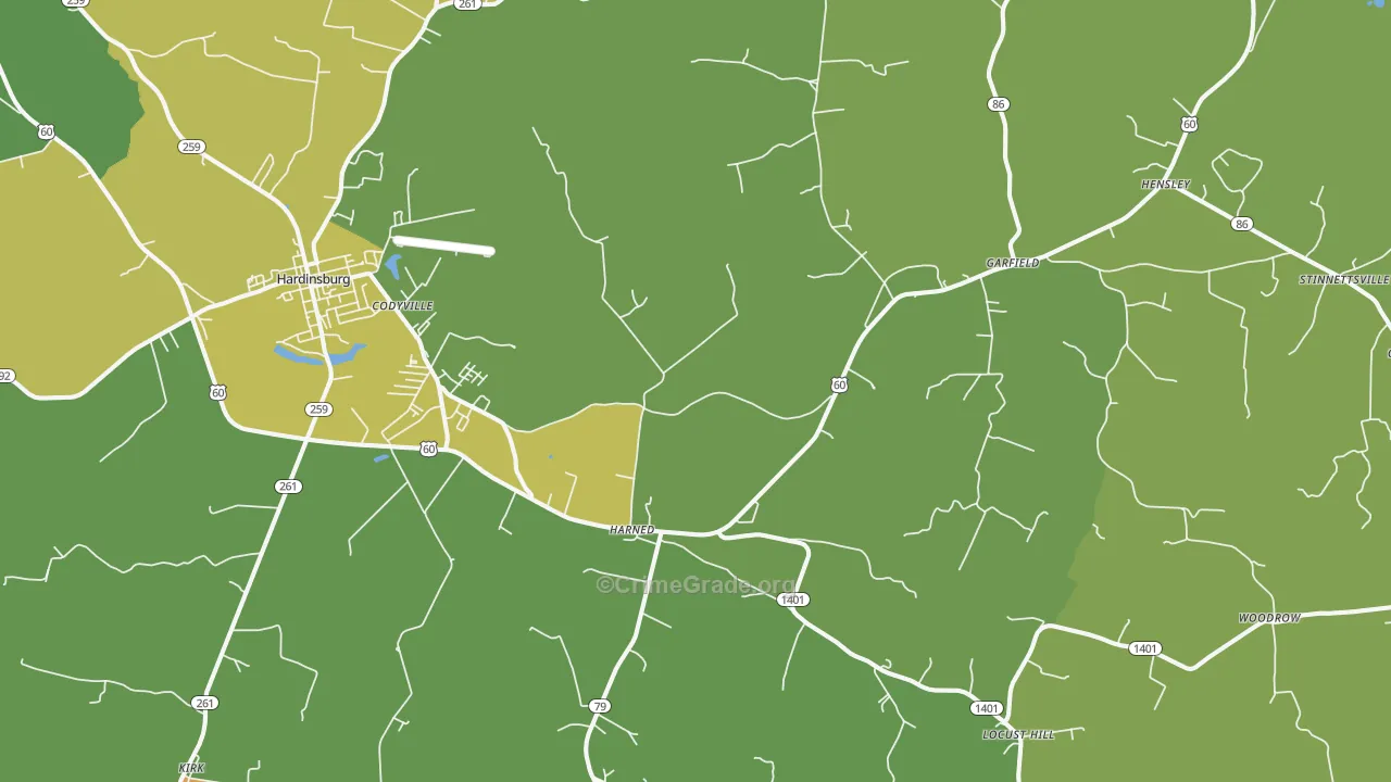 Harned, KY Map of Arson Rates