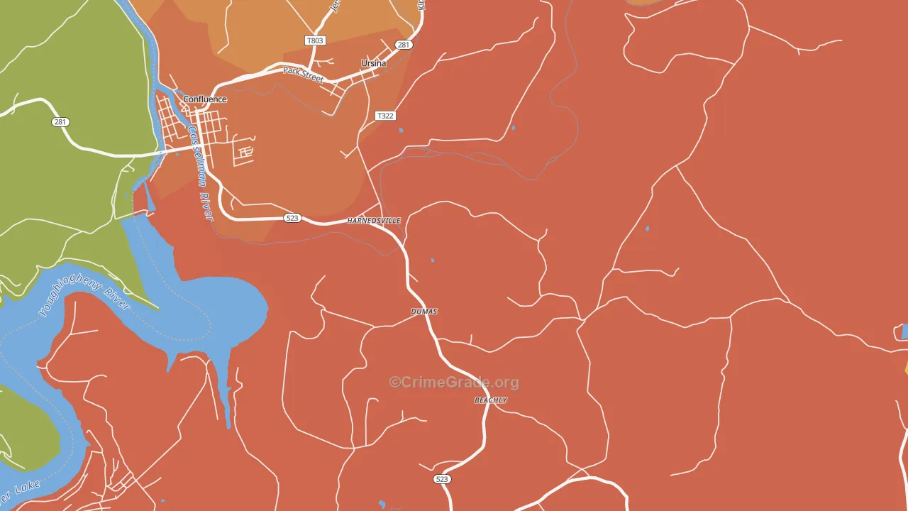 Harnedsville, PA Map of Arson Rates